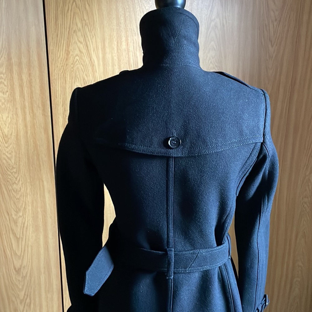 Burberry Black Double-Breasted Wool Trench Coat with Belt - Picture 7 of 12